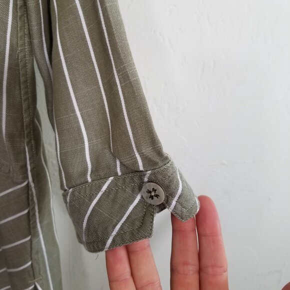 John Mark Tencel Striped Button Up Shirt Top Blouse Size M - Picture 3 of 8